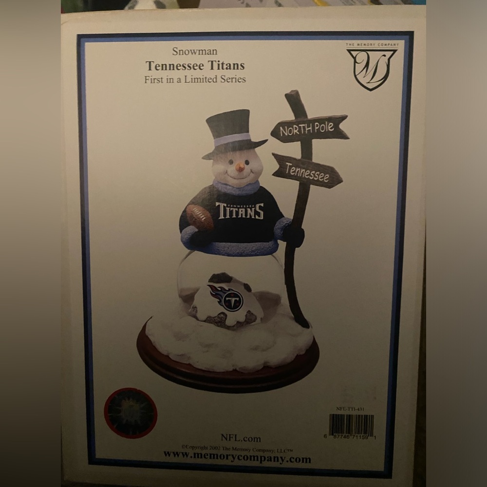 NFL Tennessee Titans Snowman Holiday Decor - Blue and White